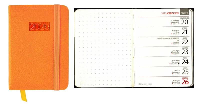 Kalendarz 2026 Avanti A7 Kieszonkowy LUX pomarańcz