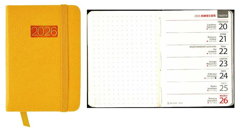 Kalendarz 2026 Avanti A7 Kieszonkowy LUX żółty