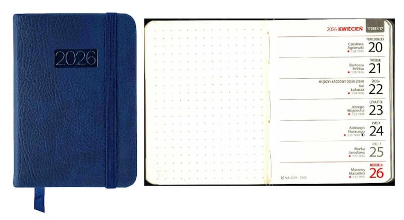 Kalendarz 2026 Avanti A7 Kieszonkowy LUX granatowy