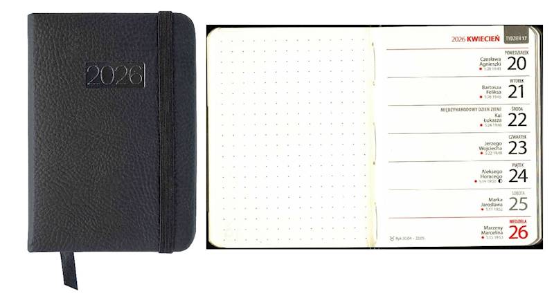 Kalendarz 2026 Avanti A7 Kieszonkowy LUX czarny