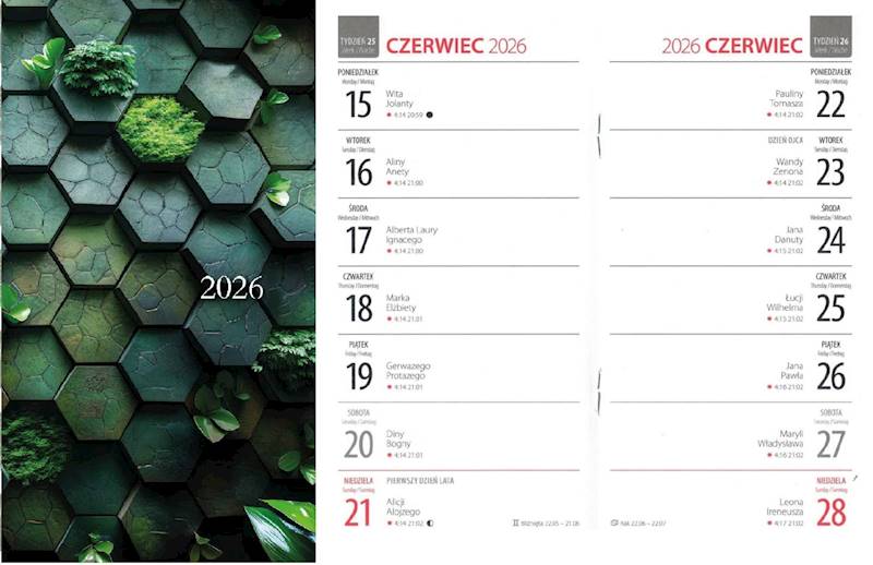 Kalendarz 2026 Avanti DL Kieszonkowy KK-2 Zielony