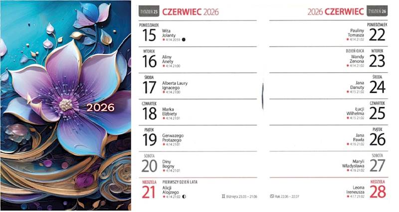 Kalendarz 2026 Avanti DL Kieszonkowy KK-2 Kwiat