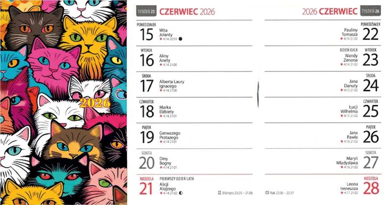 Kalendarz 2026 Avanti DL Kieszonkowy KK-2 Koty