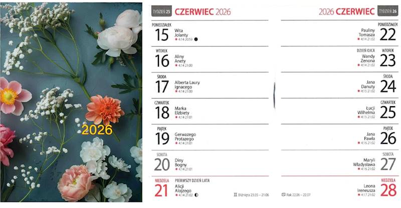 Kalendarz 2026 Avanti A7 Kieszonkowy KK Kwiaty