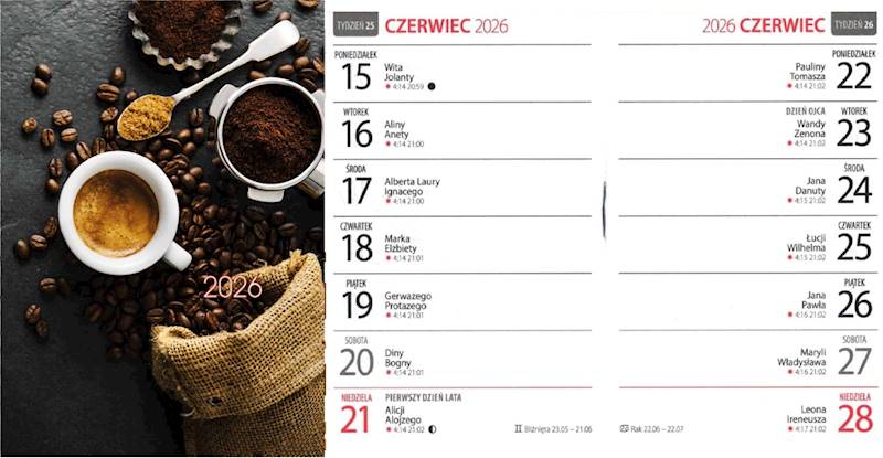 Kalendarz 2026 Avanti A7 Kieszonkowy KK Kawa