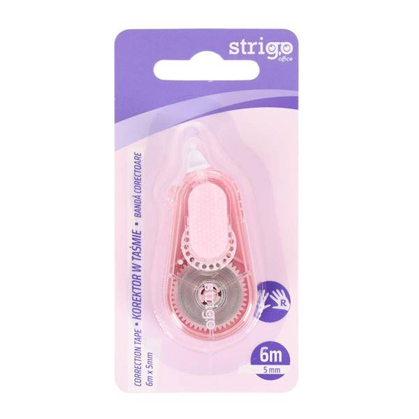 Korektor w taśmie 5mm x 6m Strigo różowy