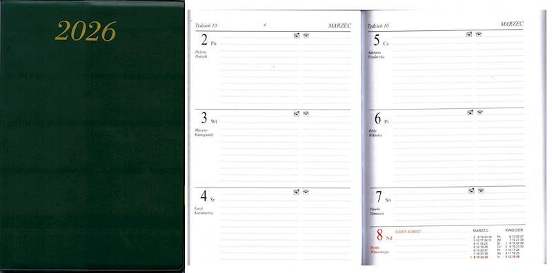 Terminarz 2026 Prolog A6 kieszonkowy PCV zielony