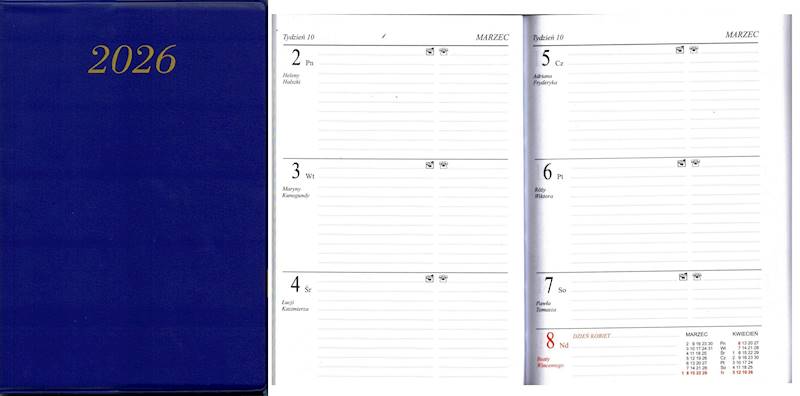 Terminarz 2026 Prolog A6 kieszonkowy PCV niebieski