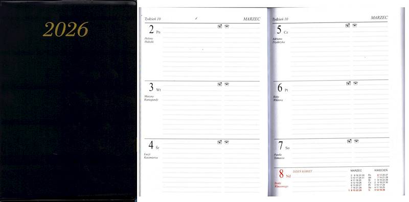 Terminarz 2026 Prolog A6 kieszonkowy PCV czarny