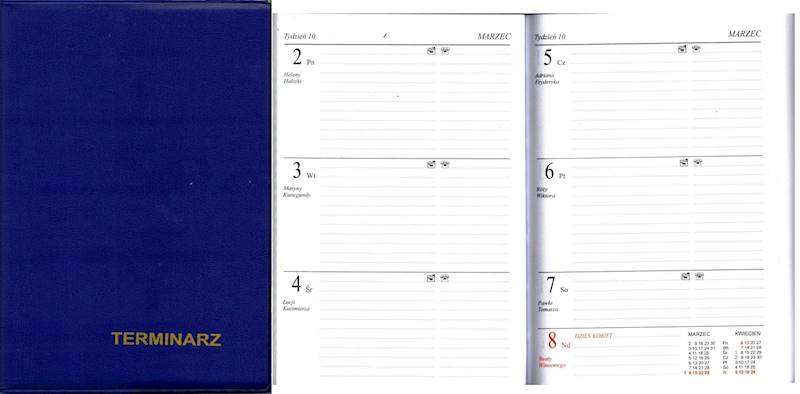Terminarz 2026 Prolog A5 Tygodniowy PCV Niebieski