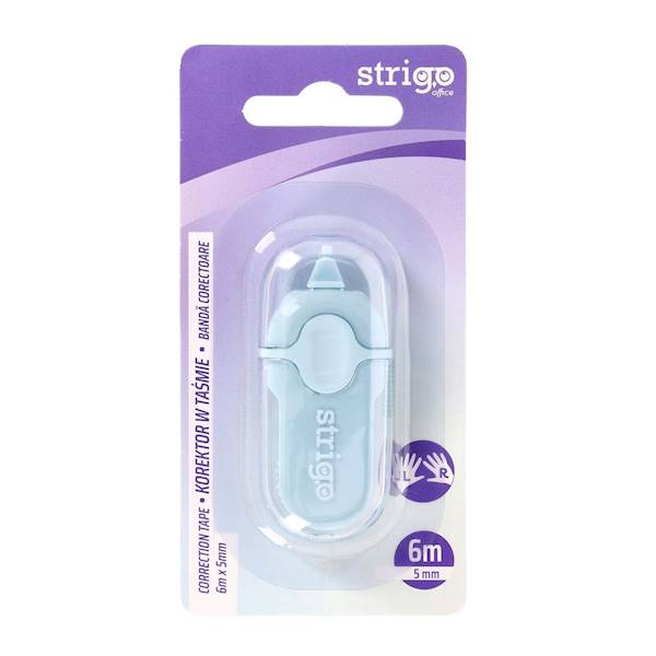Korektor w taśmie 5mm x 6m Strigo. niebieski