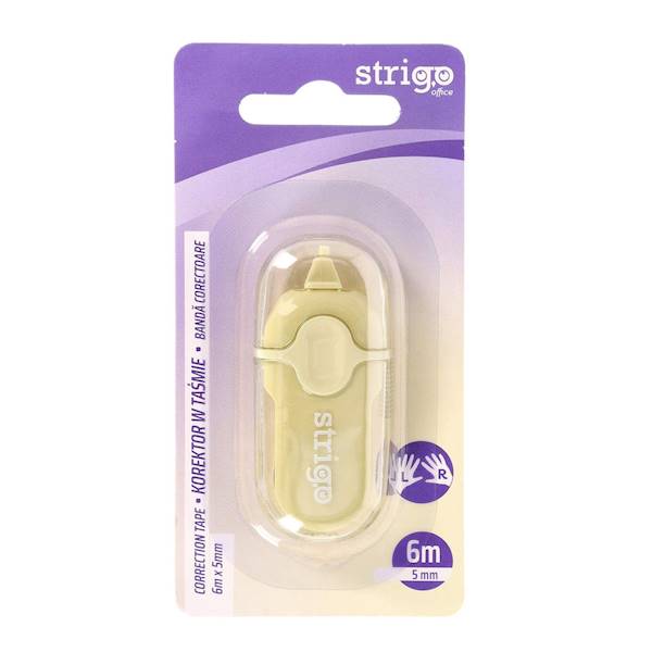 Korektor w taśmie 5mm x 6m Strigo. żółty
