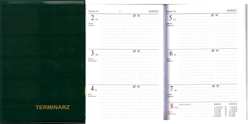 Terminarz 2026 Prolog A5 Tygodniowy PCV Zielony