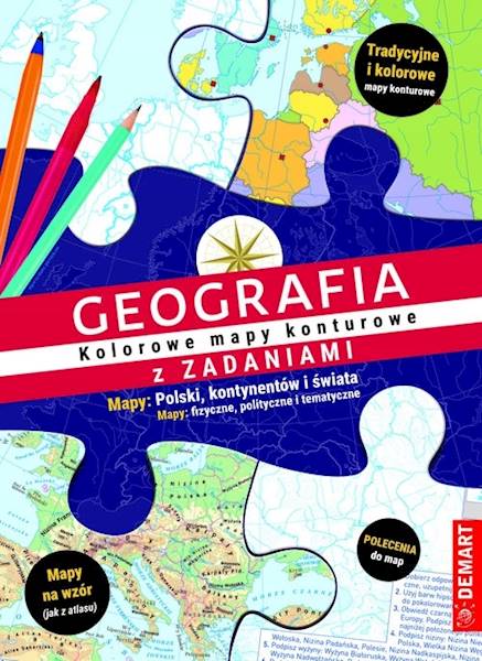 Geografia z zadaniami. Kolorowe mapy konturowe