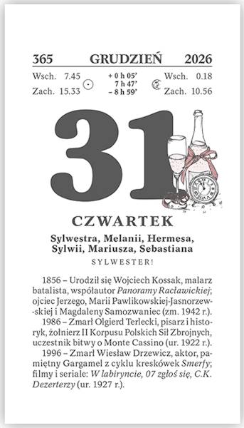 Kalendarz 2026 Telegraph Rodzinny Zdzierak 