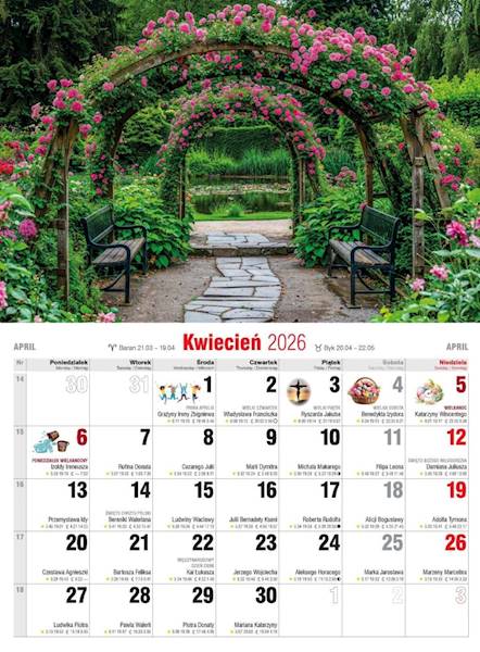 Kalendarz 2026 Avanti Ścienny Albumowy Ogrody