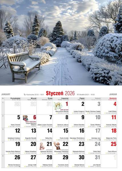 Kalendarz 2026 Avanti Ścienny Albumowy Ogrody
