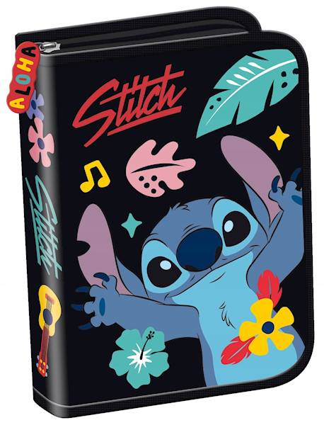 Piórnik dwuklapkowy bez wyposażenia Stitch black