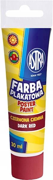 farba plakatowa Astra 30ml tuba czerwona ciemna