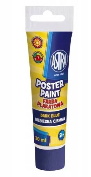 farba plakatowa Astra 30ml tuba niebieska ciemna