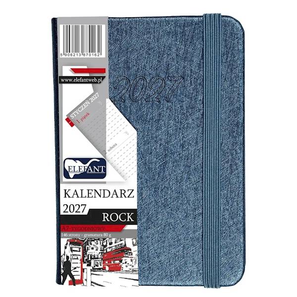 Kalendarz 2027 Elefant Rock A7 tygodniowy perłowy