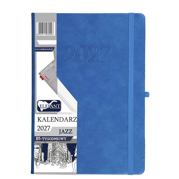 Kalendarz 2027 Elefant B5 Jazz tygod. niebieski