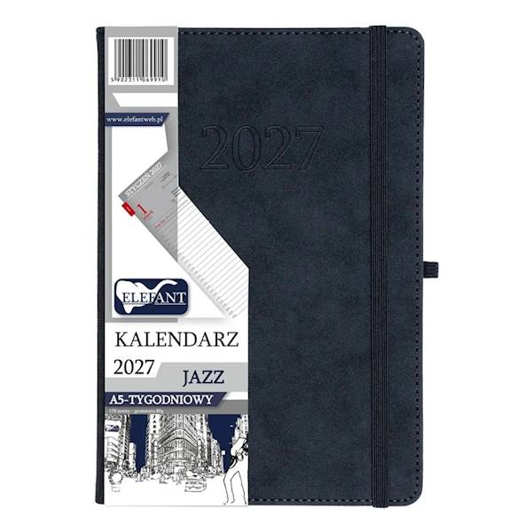 Kalendarz 2027 Elefant A5 Jazz tygodniow grafitowy