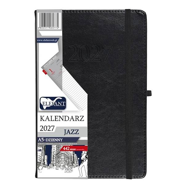 Kalendarz 2027 Elefant A5 Jazz dzienny czarny