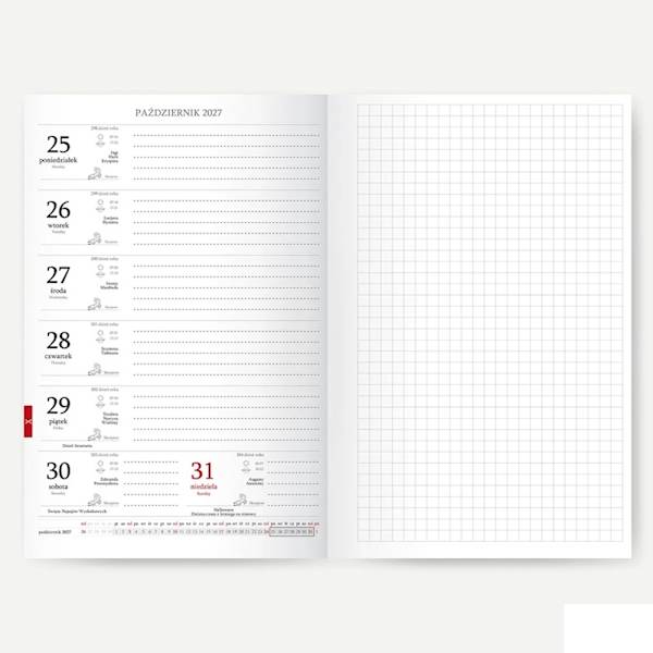 Kalendarz 2027 Elefant A5 Hip hop Tyg turkusowy