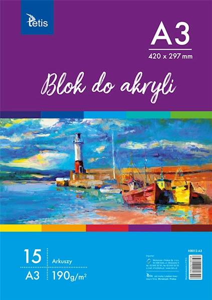 Blok do akryli A3 biały 15 kartek 190g Michalczyk