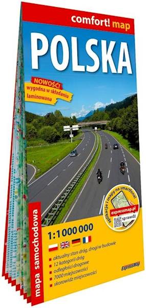 Polska laminowana mapa samochodowa 1:1 000 000