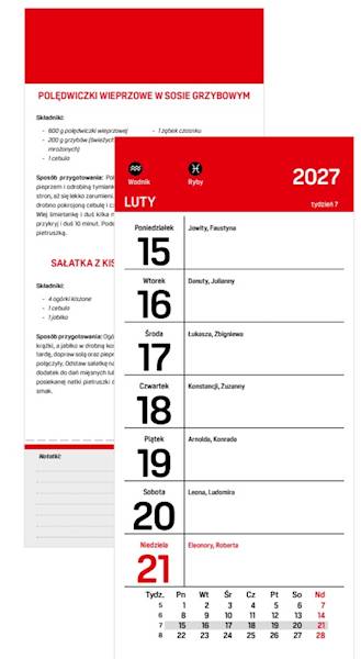 Kalendarz 2027 O-press Tyg z przepisami na lodówkę