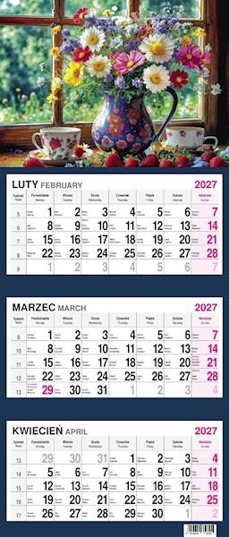 Kalendarz 2027 O-press Trójdzielny - Bukiet Kwiaty
