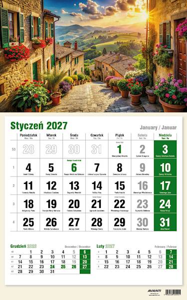 Kalendarz 2027 Avanti Jednodzielny ECO Uliczka