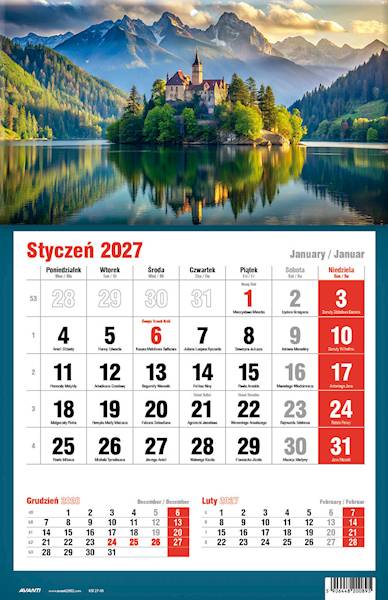 Kalendarz 2027 Avanti Jednodzielny KTJ Zamek