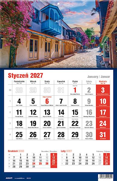 Kalendarz 2027 Avanti Jednodzielny KTJ Uliczka Tur