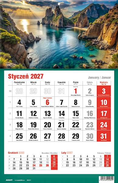 Kalendarz 2027 Avanti Jednodzielny KTJ Skały