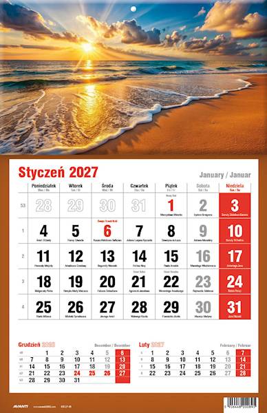 Kalendarz 2027 Avanti Jednodzielny KTJ Morze