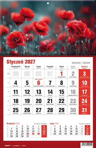 Kalendarz 2027 Avanti Jednodzielny KTJ Maki