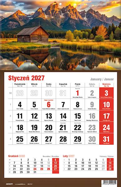 Kalendarz 2027 Avanti Jednodzielny KTJ Góry Szopa