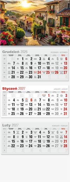 Kalendarz 2027 Avanti Trójdzielny LUX Uliczka
