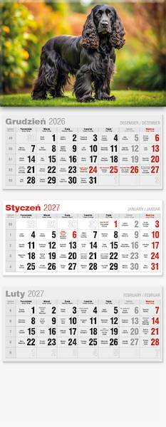 Kalendarz 2027 Avanti Trójdzielny LUX Piesek