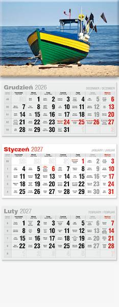 Kalendarz 2027 Avanti Trójdzielny LUX Łódka