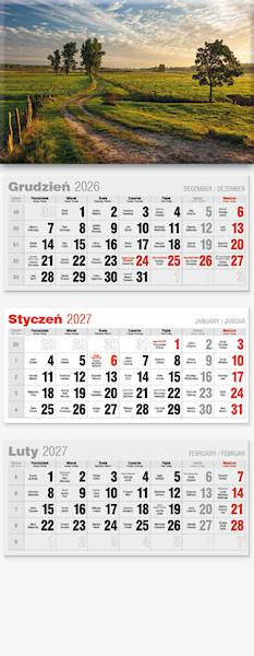 Kalendarz 2027 Avanti Trójdzielny LUX Krajobraz