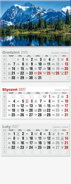 Kalendarz 2027 Avanti Trójdzielny LUX Góry Jezioro