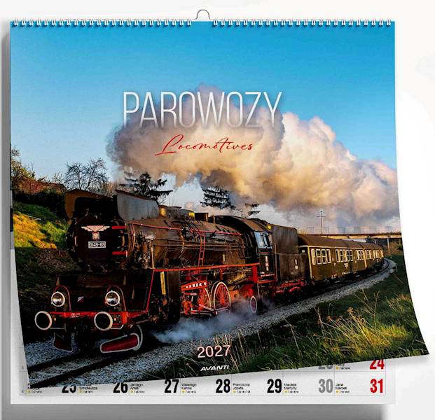 Kalendarz 2027 Avanti Ścienny 32x32 Parowozy