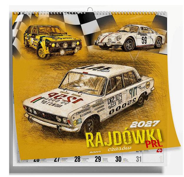 Kalendarz 2027 Avanti Ścienny 32x32 Rajdówki PRL