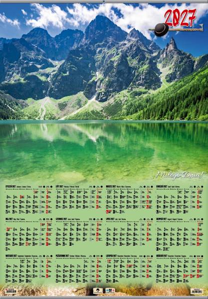 Kalendarz 2027 PK Jednoplanszowy B1 Tatry, że Hej