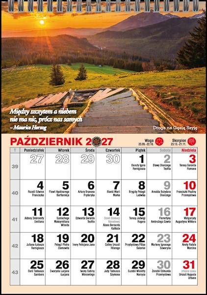 Kalendarz 2027 PK Biurkowy A5 Miesięczny Tatry
