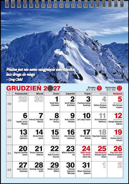 Kalendarz 2027 PK Biurkowy A5 Miesięczny Tatry
